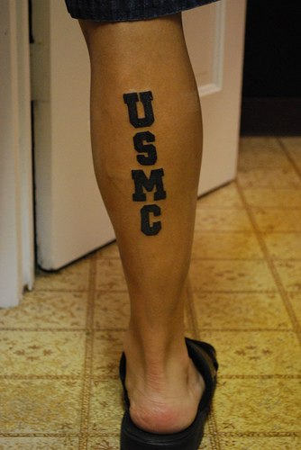 USMC Tattoo on Leg
