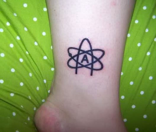 Atheist Tattoo Design on Leg