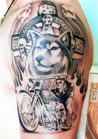 Wolf and Biker Tattoo