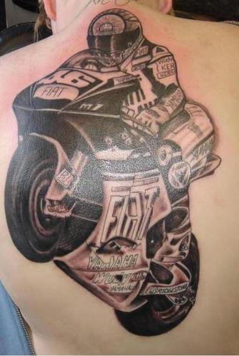 Racing Biker Tattoo on Back