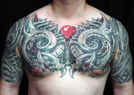 Biomechanical Tattoo on Chest