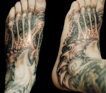 Biomechanical Tattoo on Foot