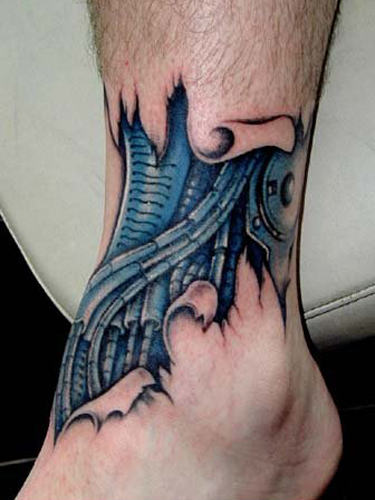 Biomechanical Tattoo On Ankle