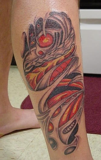 Biomechanical Tattoo on Leg