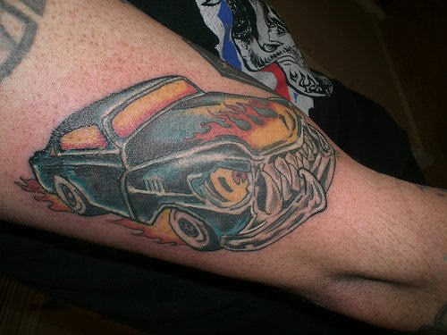 Car tattoo on Arm