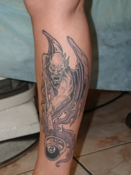Angry Demon Tattoo on Leg