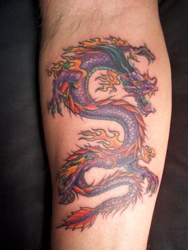 Dragon on Fire Tattoo Design