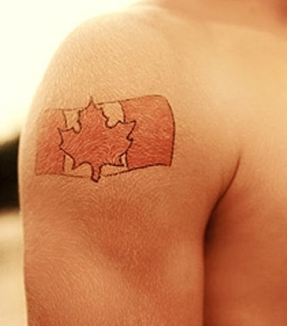 Canadian Flag Tattoo on Bicep