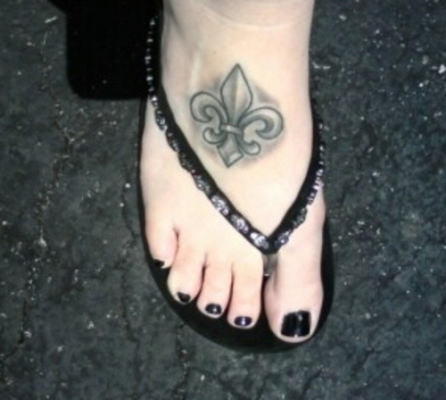Elegant Fleur de lis Tattoo on Foot