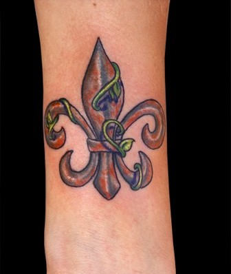 Colorful Fleur de lis Tattoo