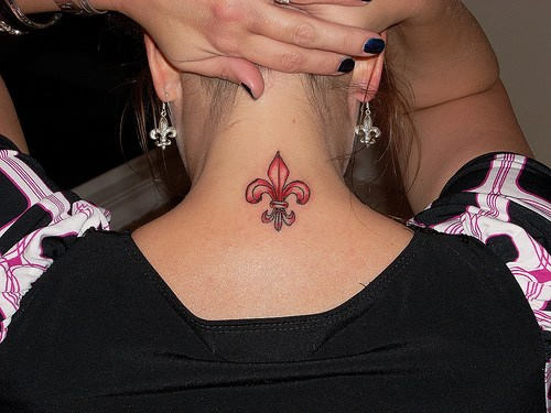 Very Beautiful Fleur de lis Tattoo on Nape