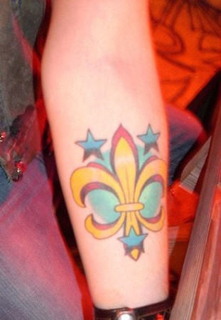 Colorful Fleur de lis Tattoo on Arm