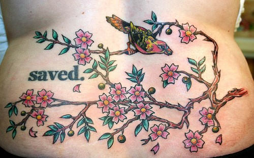 Cherry Blossom Tattoo On Waist