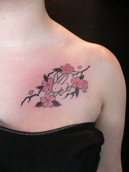 Blossoms Tattoo On Chest
