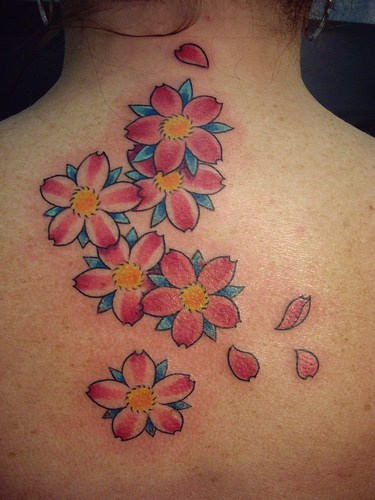 Cherry Blossoms Tattoo On Back