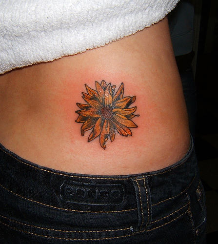 Flower Tattoo On Waist