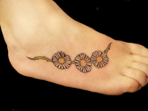 Daisy Tattoo on Foot