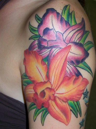 Flowers Tattoo On Shoulder