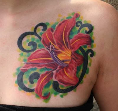 Lily Tattoo On Chest