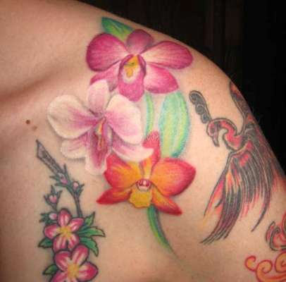 Colorful Orchid Tattoo