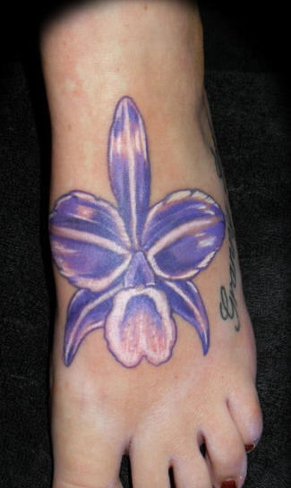 Orchid Tattoo on Foot