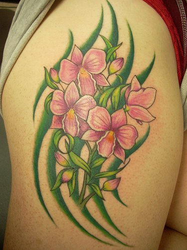 Beautiful Orchid Tattoo Design