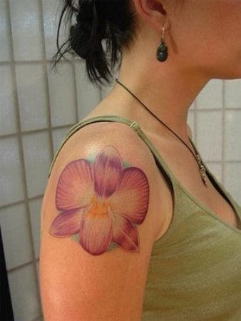 Orchid Tattoo On Shoulder
