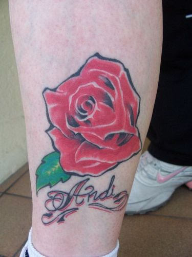 Rose Tattoo On Leg