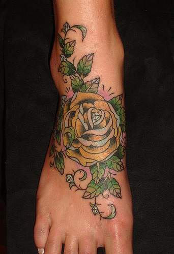 Rose Tattoo On Foot