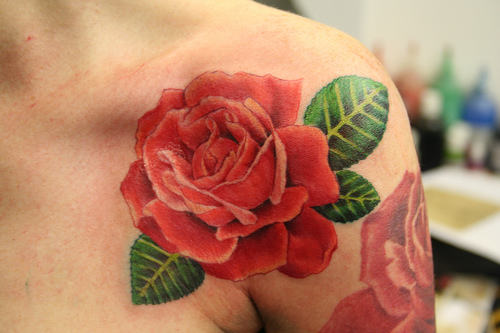 Rose Tattoo On Shoulder