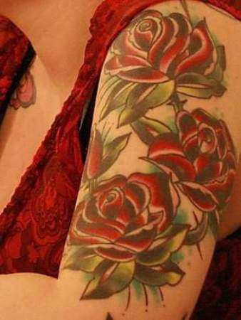 Roses Tattoo On Shoulder