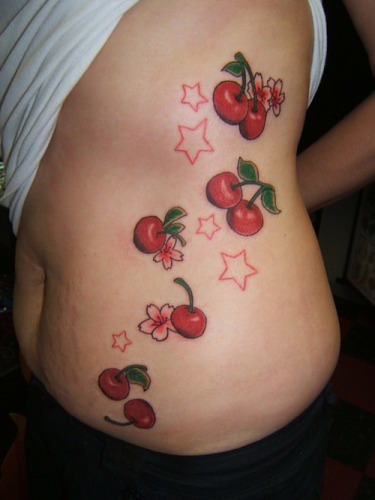 Cherry Tattoo on Ribs