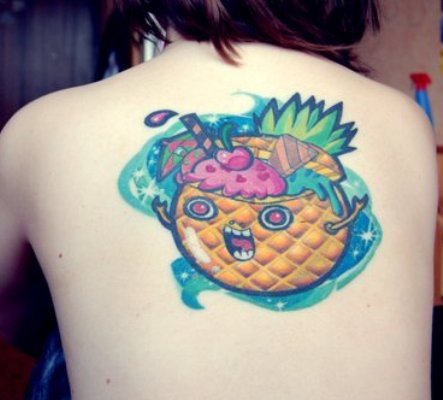 Funny Fruit Tattoo on Back