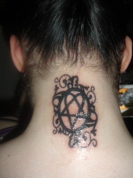 Heartagram Tattoo on Nape