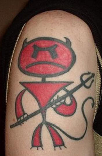 Red Colored Little Devil Tattoo Design