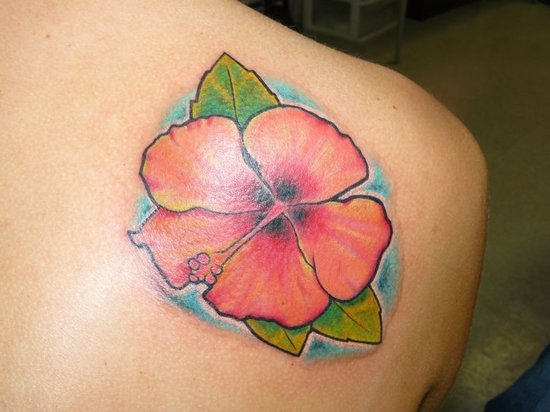 Hibiscus Flower Tattoo On Back