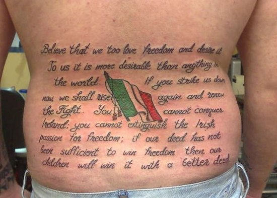 Irish Tattoo On Waist and Back 