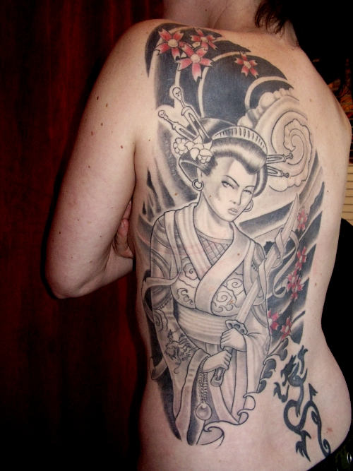 Geisha Tattoo On Back