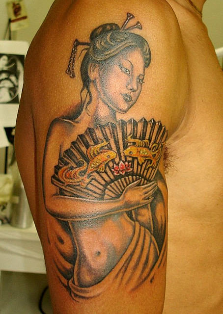 Geisha Tattoo On Shoulder