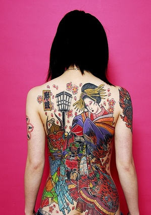 Colorful Japanese Tattoo On Back