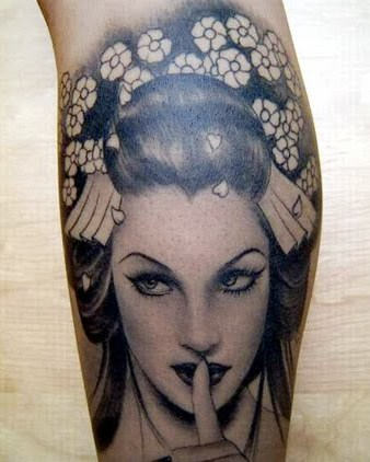 Pretty Geisha Tattoo Design