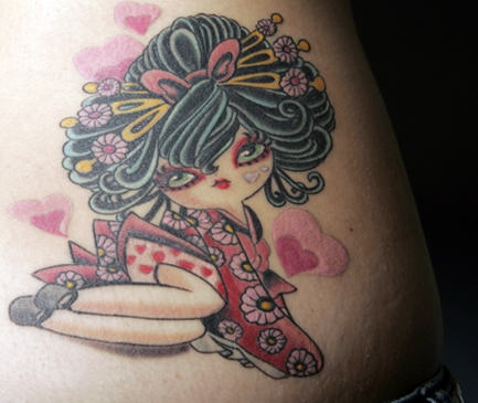 Geisha - Cartoon Tattoo Design