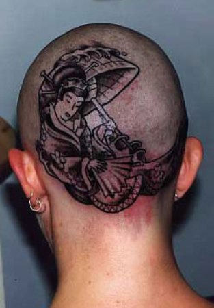 Geisha Tattoo on Head