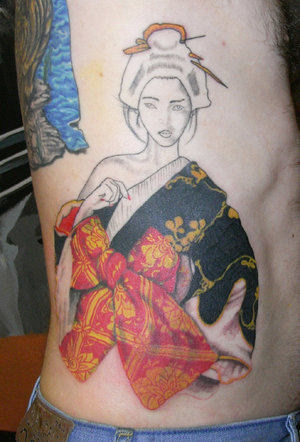 Geisha Tattoo Design on Ribs