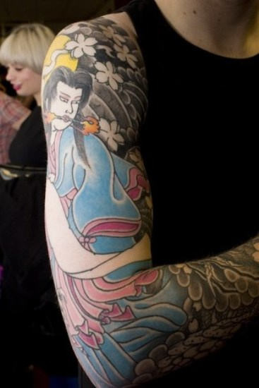 Japanese Tattoo On Arm and Shoulder