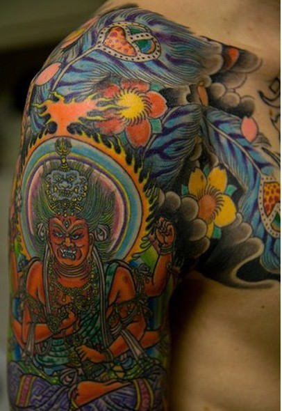 Japanese Tattoo On Shoulder and Chest