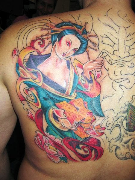 Geisha Tattoo On Back