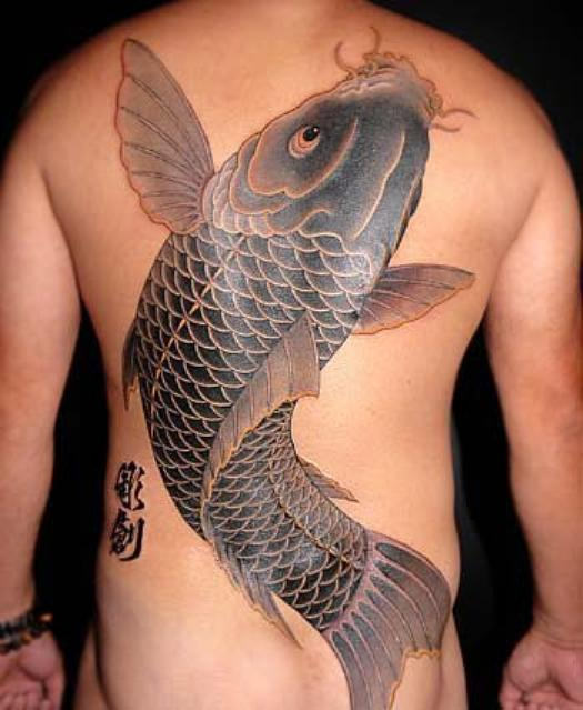 Large Fish Tattoo On Back