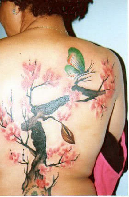 Cherry Tree Tattoo On Back