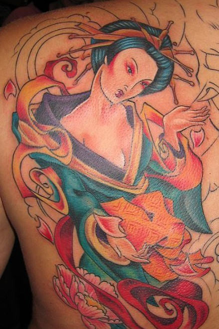 Geisha Tattoo On Back
